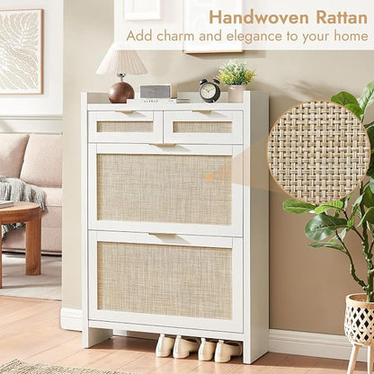 HOKYHOKY Rattan Shoe Storage Cabinet - Image 3