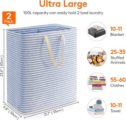 Lifewit 2 Pack Laundry Basket 100L Each, Collapsible Clothes Hamper - Image 4