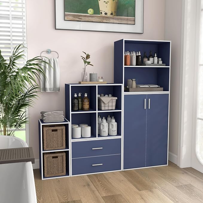 Homes: Inside + Out Apexa 4-Cube Storage Organizer Shelves, Stackable Wood - Image 9