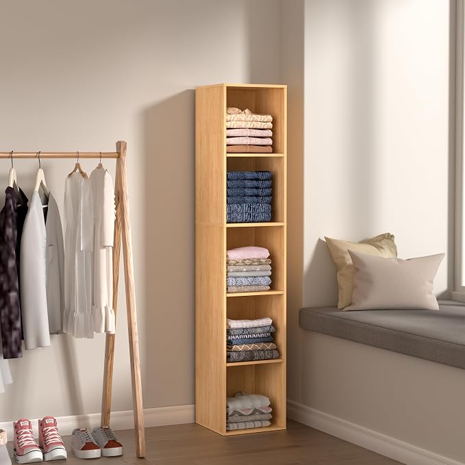 5 Cube Storage Organizer, 5 Tier Vertical Cube Bookcase Freestanding Storage - Image 8