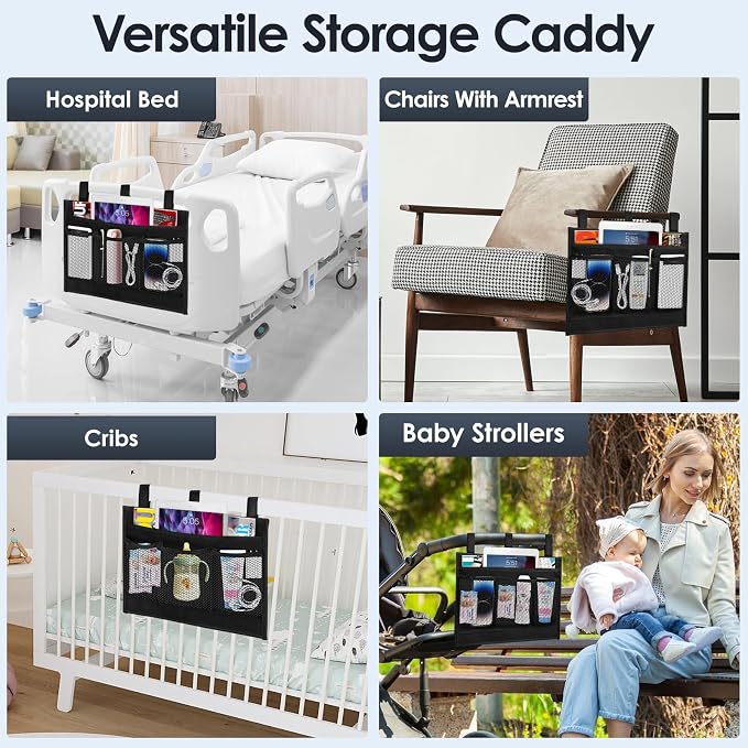 Bedside Caddy Storage Organizer, Hanging Storage Bag Pocket - Image 6