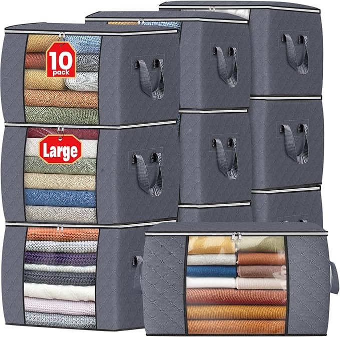 Fab totes 24 Gallons Clothes Storage, Foldable Thick Fabric Blanket Storage Bags by Fabtotes