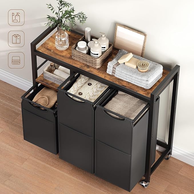 HOOBRO Laundry Sorter with 3 Section, 29 Gal. Laundry Hamper with Wheels and - Image 5