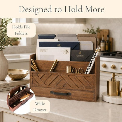 BLU MONACO | Wooden Mail Organizer - Image 4