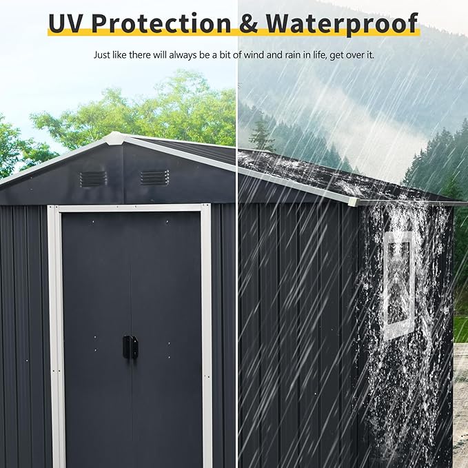 Outdoor Metal Storage Shed Window Ventilation Foundation Frame Waterproof - Image 8