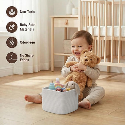 5-Pack Storage Cubes Woven Rope Baskets, 2 Sizes Organizer Bins | Ideal - Image 4