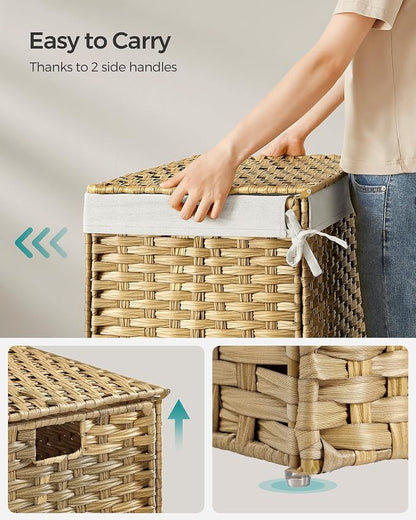 SONGMICS Storage Basket with Lid, Woven Blanket Storage Bin with Handles - Image 6