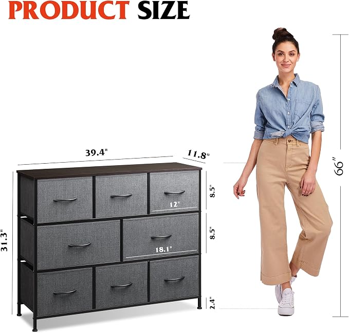 WLIVE 8 Drawer Dresser for Bedroom, Fabric Dresser - Image 3