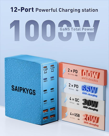 USB Charging Station, 12-Port USB C Charger Block - Image 2
