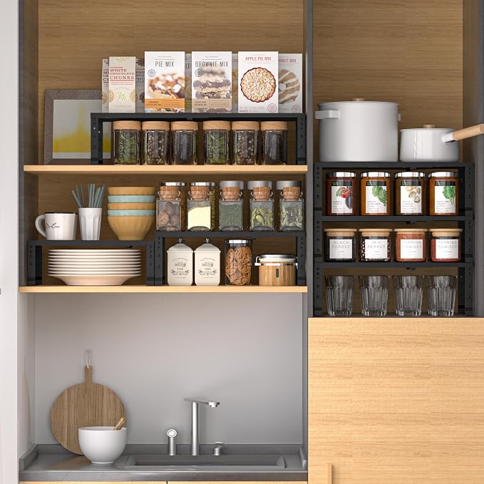 Expandable, Adjustable & Stackable Spice Rack, Cabinet Kitchen Countertop Shelf - Image 5