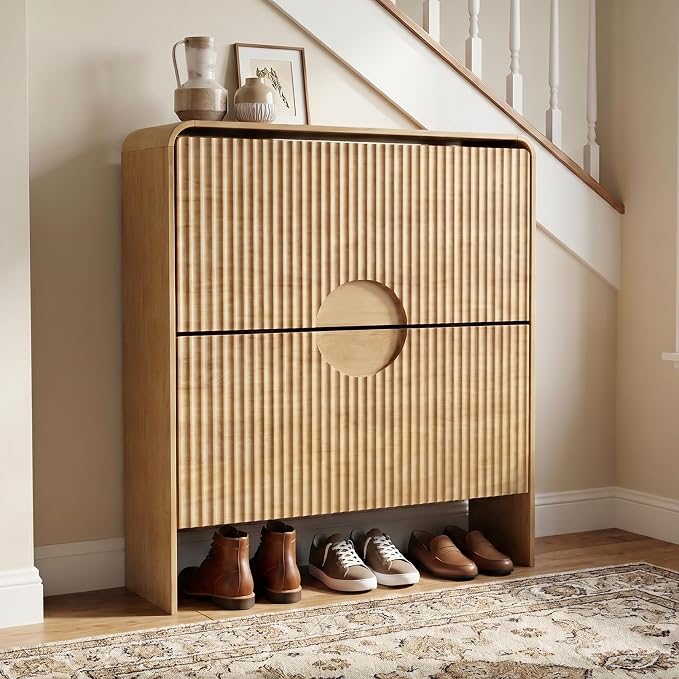 Narrow Shoe Cabinet for Entryway, Thin Entry Way Shoe Storage Cabinet by zofiauai