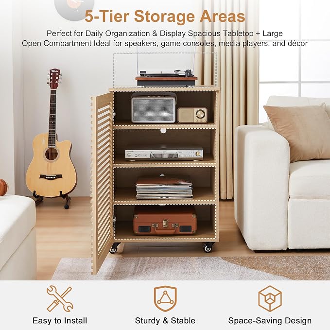LEVNARY 5-Tier AV Media Cabinet - Image 4