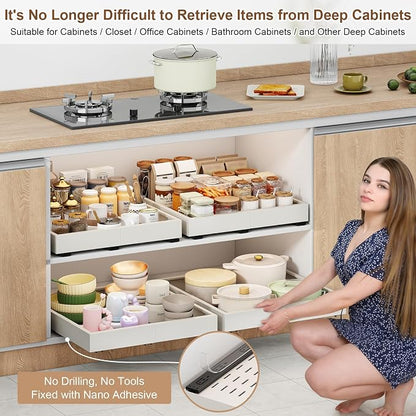2Pc Pull out Cabinet Organizer, Width and Depth, Expandable - Image 3