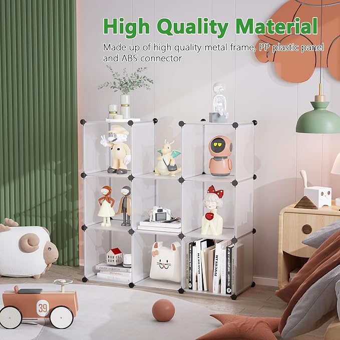 C&AHOME Cube Storage, 9-Cube Plastic Closet Cabinet Organizer, DIY Stackable - Image 3
