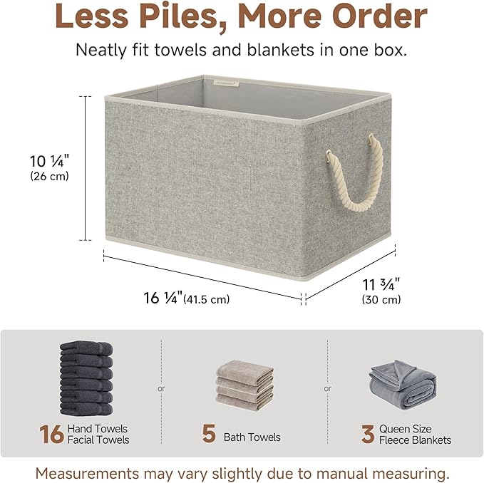 StorageWorks Storage Baskets for Shelves, Foldable Fabric Closet Storage Bins - Image 4