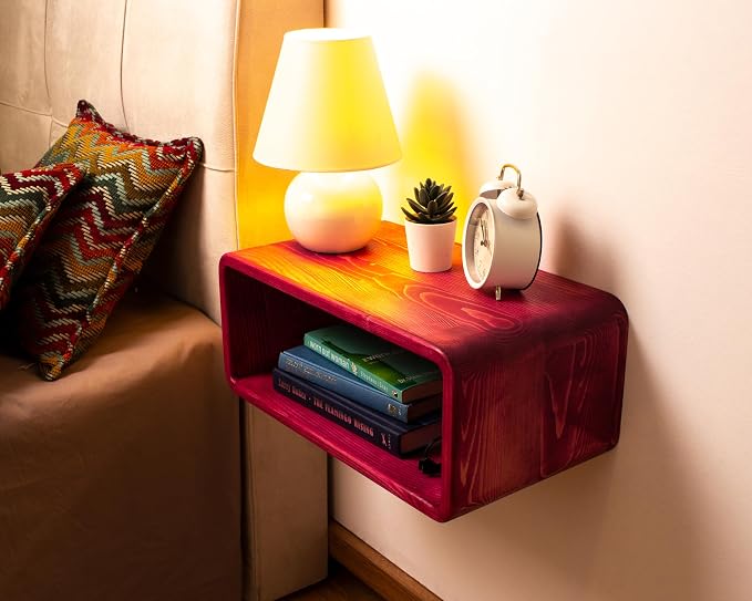 Floating Nightstand Wooden, Bedside Table, Nightstand Shelf, Wall Mounted - Image 4