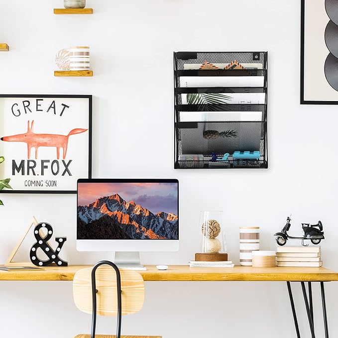 EASEPRES Desk File Organizer Mesh 6-Tier, Hanging Wall Mount Document - Image 4