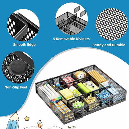 Marbrasse Expandable Desk Drawer Organizer, Mesh Drawer Organizer Tray - Image 6