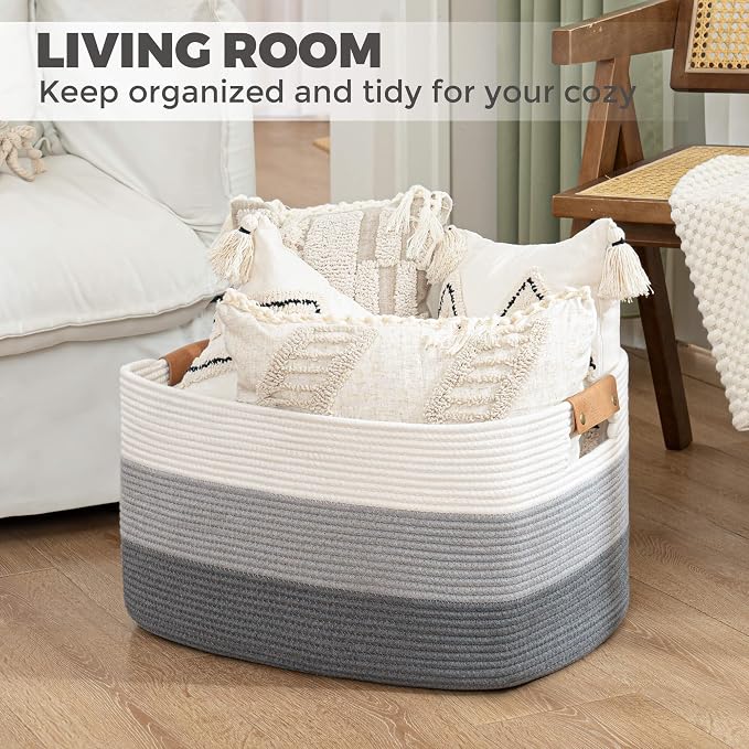 danpinera Large Woven Basket 25’’*16’’*16’’ 108L Woven Baskets - Image 3