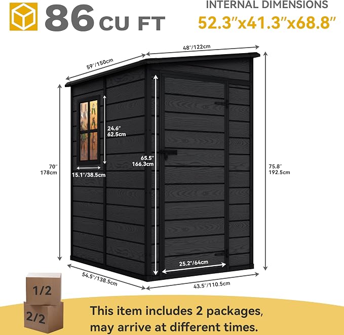 DWVO 5x4 FT Resin Outdoor Storage Shed - Image 9