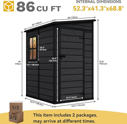DWVO 5x4 FT Resin Outdoor Storage Shed - Image 9