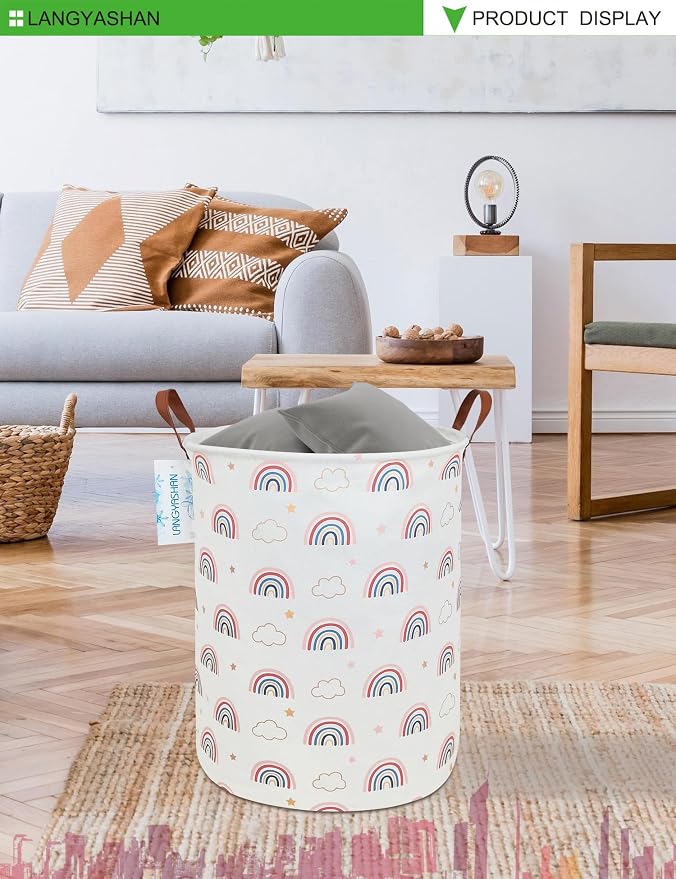 LANGYASHAN Laundry Basket Canvas Fabric Collapsible Organizer Basket - Image 6
