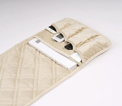 Brilliant Sunshine Beige Velvet Couch Armrest 5 Pockets Organizer, Slip - Image 5