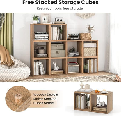 2 Stackable Cubes Bookcase, Wooden Cubby Storage Organizer - Image 6
