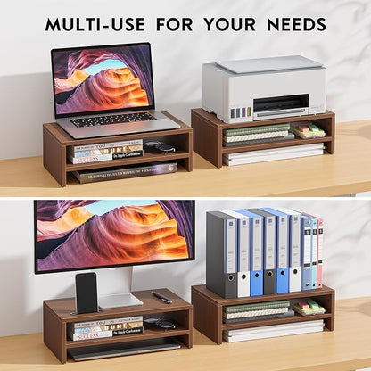 BONTEC Wooden Monitor Stand Riser, 2-Tier Desk Shelf - Image 8