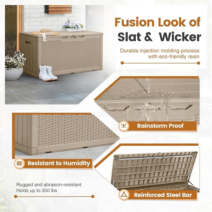 Greesum 100 Gallon Resin Patio Storage Box - Image 3