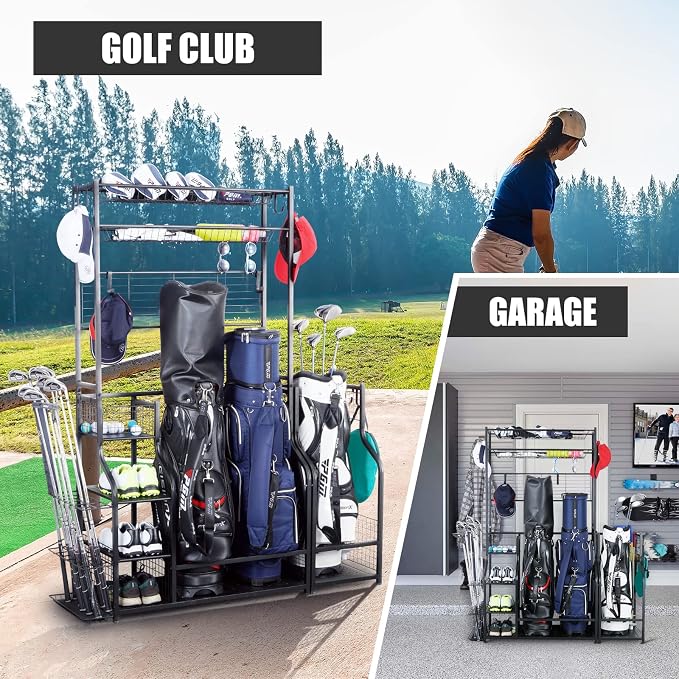 Mythinglogic Golf Bag Storage Garage Organizer, 2 Golf Bags Storage Stand and - Image 11