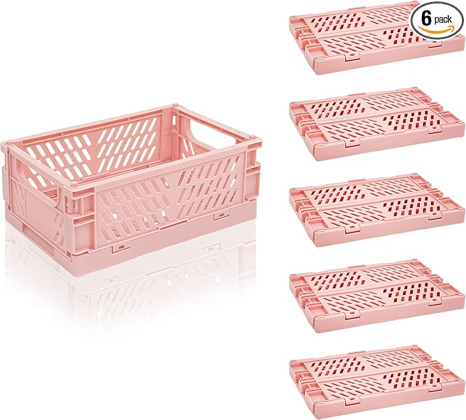 6 Pack Mini Foldable Small Plastic Baskets by Daixers