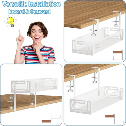 No Drill Under Desk Cable Management Tray, SONATURE 25.3" Cord Organizer - Image 8