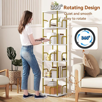IBUYKE 6 Tier Rotating Bookshelf, Square Bookcases - Image 4