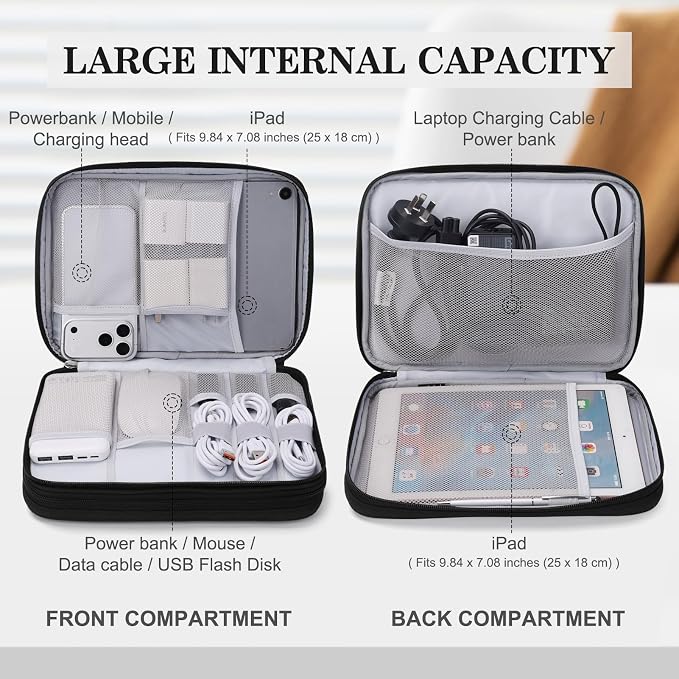 FYY Electronic Organizer, Extra Large Travel Cable Organizer Bag Pouch Portable - Image 3