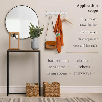 Coat Rack Wall Mount with 5 Tri Hooks, Stainless Steel 16 Inch – White Matte - Image 4