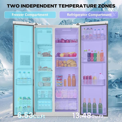20 Cu.ft. Large Refrigerator Fridge, 2 French Door Stainless Steel - Image 2