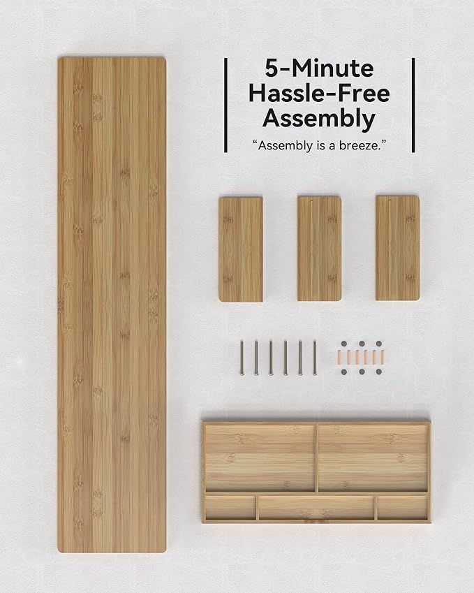 42” Monitor Stand with Large Drawer Keyboard Storage, Dark Bamboo | dual - Image 6