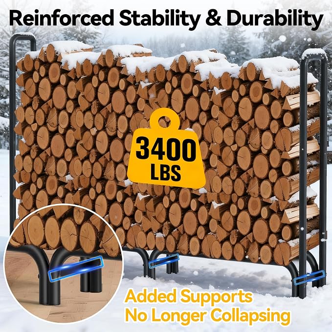 Amagabeli 8ft Firewood Log Rack - Image 2