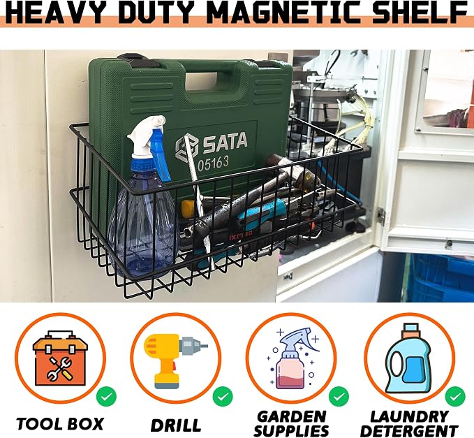ULIBERMAGNET Magnetic Baskets, Large Capacity Metal Wire Mesh Basket Holder - Image 6