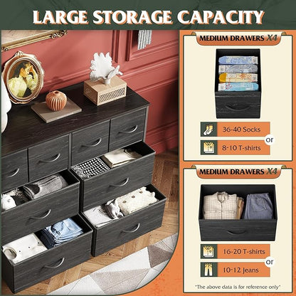 WLIVE Wide Dresser for Bedroom, 8 Drawer Chest of Drawers, Wide storage design - Image 5