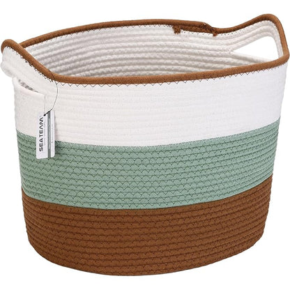 Sea Team Oval Large Cotton Rope Woven Storage Basket by SeaTeam