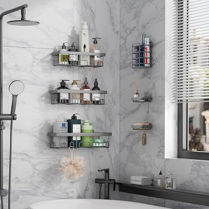 Veken 6-Pack Rustproof & Waterproof Shower Caddy, Adhesive Shelves Rack - Image 4