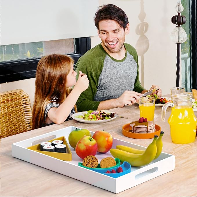 NIUBEE Acrylic Serving Tray 12x20 Inches -Spill Proof- White Decorative Tray - Image 8