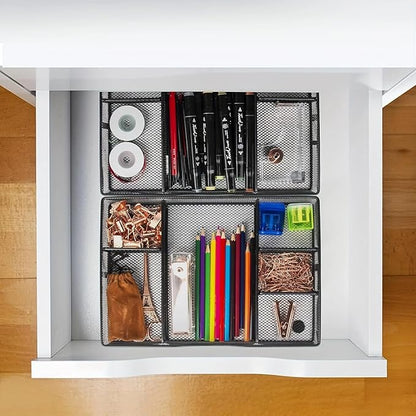 Desk Drawer Organizer Tray, Metal Mesh Drawer Organizers Office, 6 Adjustable - Image 6
