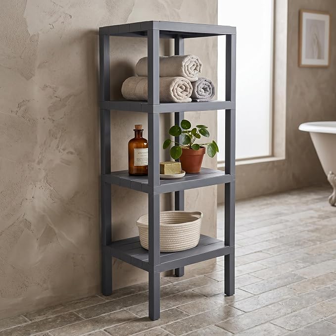 Honey-Can-Do 4-Tier Plastic Storage Shelf, Freestanding, closet or office by Honey-Can-Do