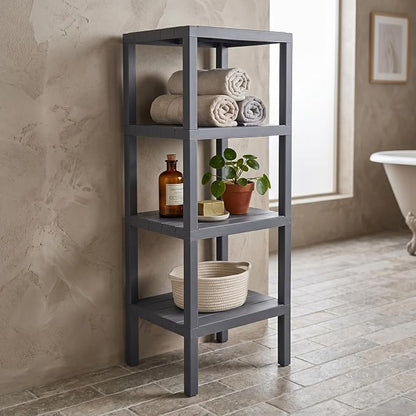 Honey-Can-Do 4-Tier Plastic Storage Shelf, Freestanding, closet or office by Honey-Can-Do