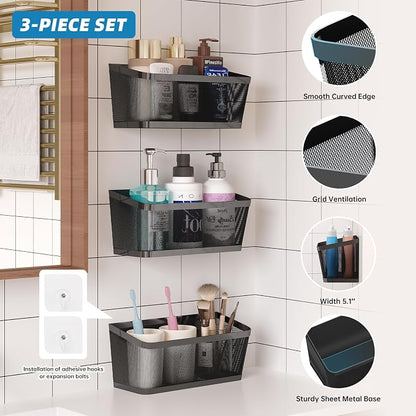 3 Pack Hanging Wall Storage Baskets, Heavy Duty Metal Wire Baskets | - Image 3