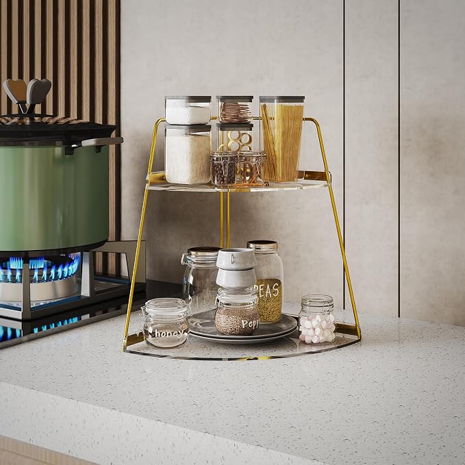 NiHome 2-Tier Acrylic Countertop Corner Organizer - Image 8