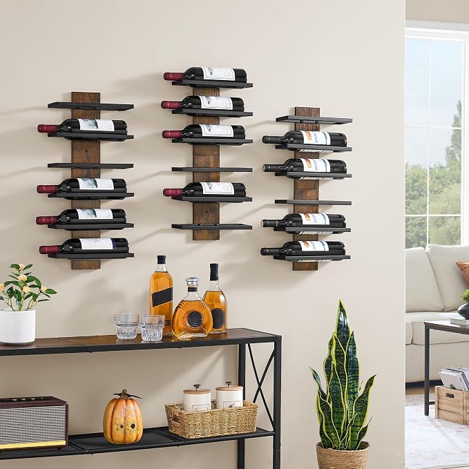 Hoctieon 3-Set 6 Tier Wall Mount Wine Rack, Wall Mounted Wine Bottle Racks - Image 8